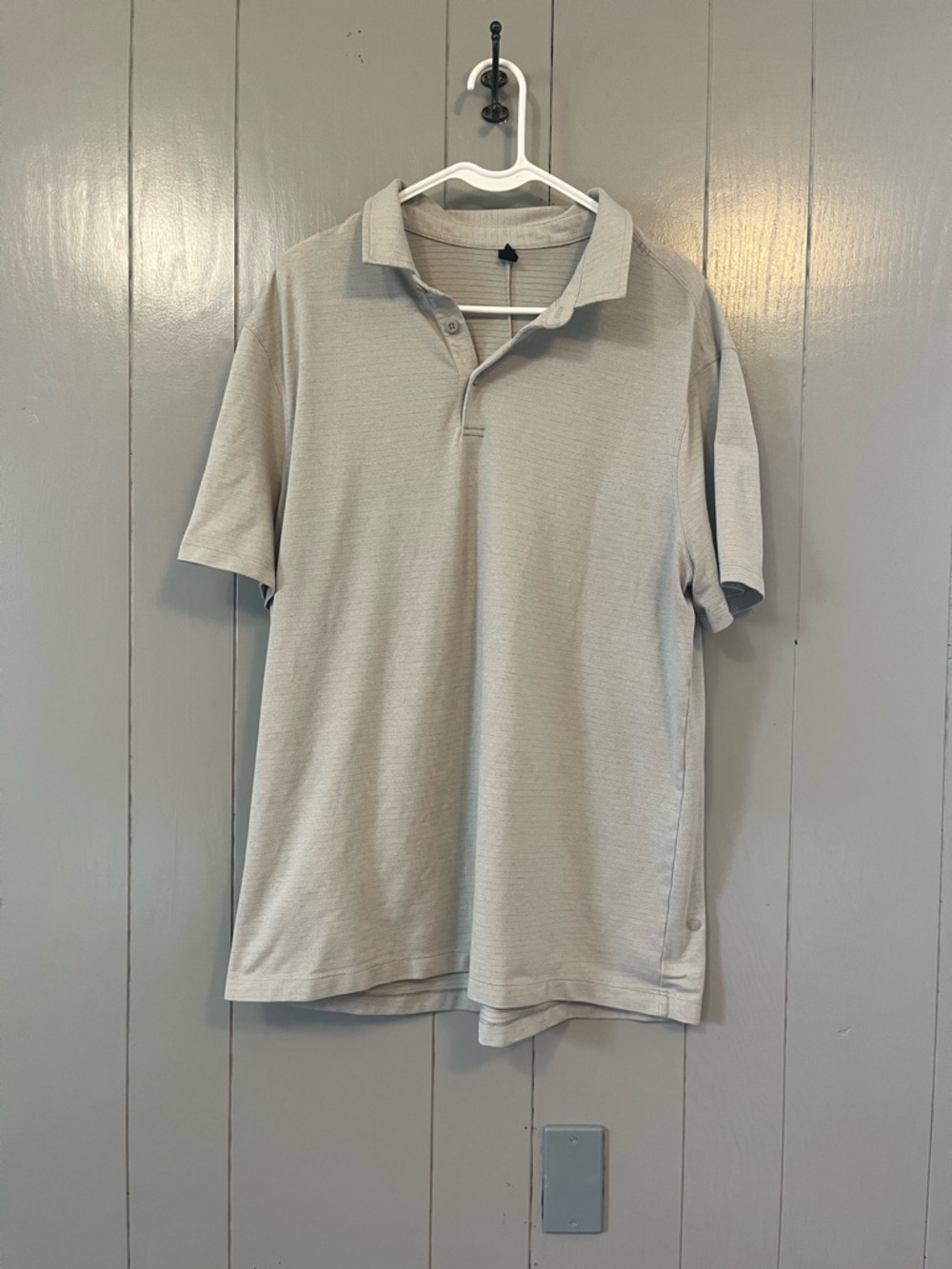 Lululemon Evolution Polo Pique Shirt Mens XXL Beige Gray Short Sleeve Collared